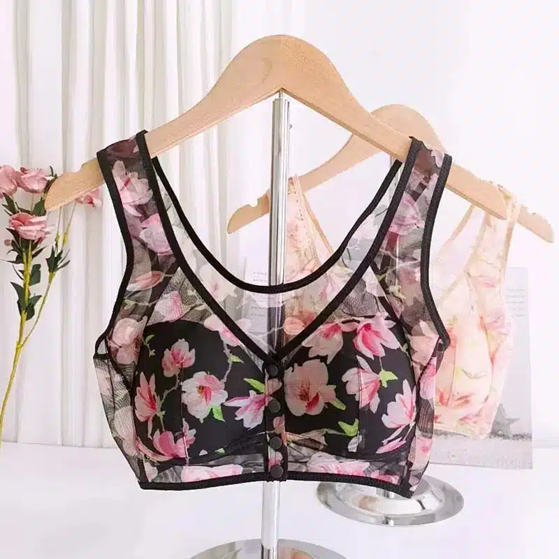 Front Button Net Bra